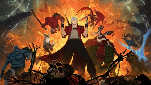 Данте, главный герой Devil May Cry, стоит на фоне демонов