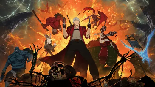Данте, главный герой Devil May Cry, стоит на фоне демонов